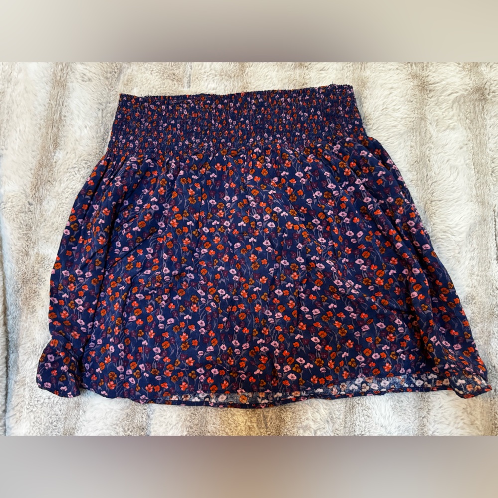 Mossimo Supply Co. Women's Soft Skirt Challis Floral Print Navy Skirt, L